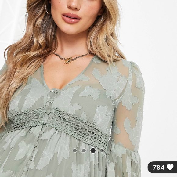 Asos Design Maternity long sleeve midi maxi
green dress, size US 6 - Picture 2 of 5